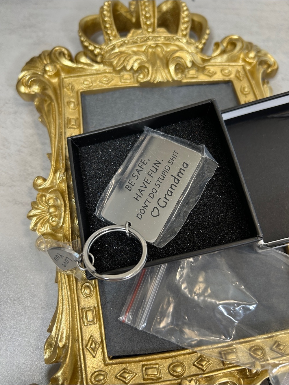 Engraved Grandma Keychain - Silver Tone